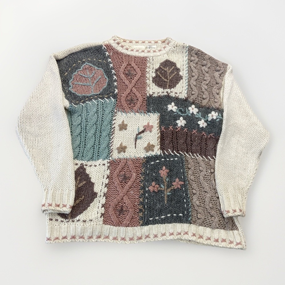 Needles and Yarn Sweater Womens‎ M Ramie Blend Knit Grandmacore